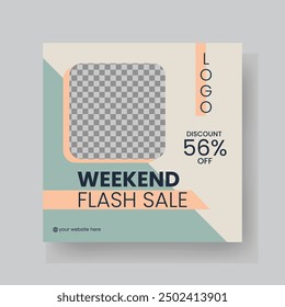 Fashion Sale Social Media Post Template. Fully Editable Instagram and Facebook Square Post Frame Puzzle Organic Sale Poster. Urban fashion social media post template.