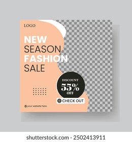 Fashion Sale Social Media Post Template. Fully Editable Instagram and Facebook Square Post Frame Puzzle Organic Sale Poster. Urban fashion social media post template.