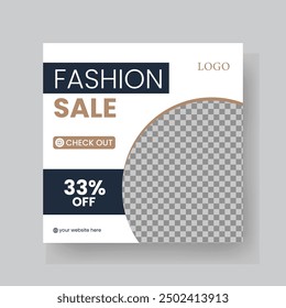 Fashion Sale Social Media Post Template. Fully Editable Instagram and Facebook Square Post Frame Puzzle Organic Sale Poster. Urban fashion social media post template.