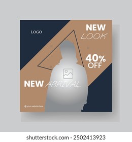 Fashion Sale Social Media Post Template. Fully Editable Instagram and Facebook Square Post Frame Puzzle Organic Sale Poster. Urban fashion social media post template.