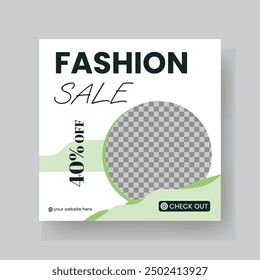 Fashion Sale Social Media Post Template. Fully Editable Instagram and Facebook Square Post Frame Puzzle Organic Sale Poster. Urban fashion social media post template.