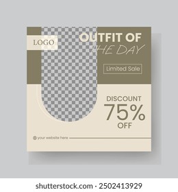 Fashion Sale Social Media Post Template. Fully Editable Instagram and Facebook Square Post Frame Puzzle Organic Sale Poster. Urban fashion social media post template.