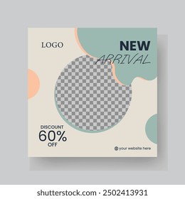 Fashion Sale Social Media Post Template. Fully Editable Instagram and Facebook Square Post Frame Puzzle Organic Sale Poster. Urban fashion social media post template.