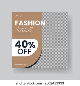 Fashion Sale Social Media Post Template. Fully Editable Instagram and Facebook Square Post Frame Puzzle Organic Sale Poster. Urban fashion social media post template.