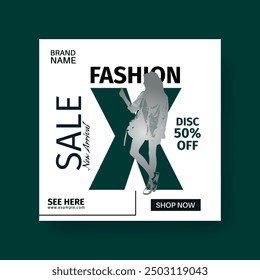 Fashion Sale Social Media Post Template. Fully Editable Instagram and Facebook Square Post Frame Puzzle Organic Sale Poster. Urban fashion social media post template.