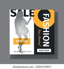 Fashion Sale Social Media Post Template. Fully Editable Instagram and Facebook Square Post Frame Puzzle Organic Sale Poster. Urban fashion social media post template.