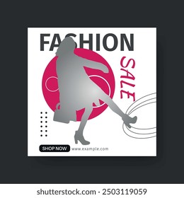 Fashion Sale Social Media Post Template. Fully Editable Instagram and Facebook Square Post Frame Puzzle Organic Sale Poster. Urban fashion social media post template.