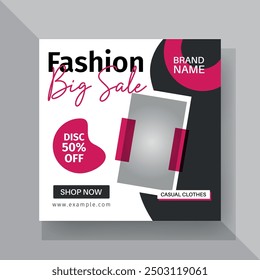 Fashion Sale Social Media Post Template. Fully Editable Instagram and Facebook Square Post Frame Puzzle Organic Sale Poster. Urban fashion social media post template.