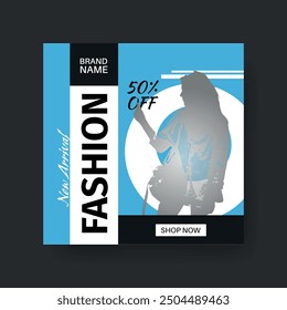 Fashion Sale Social Media Post Template. Fully Editable Instagram and Facebook Square Post Frame Puzzle Organic Sale Poster. Urban fashion social media post template.