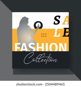 Fashion Sale Social Media Post Template. Fully Editable Instagram and Facebook Square Post Frame Puzzle Organic Sale Poster. Urban fashion social media post template.