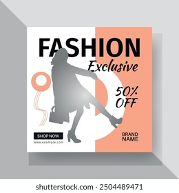 Fashion Sale Social Media Post Template. Fully Editable Instagram and Facebook Square Post Frame Puzzle Organic Sale Poster. Urban fashion social media post template.