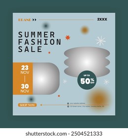 Fashion Sale Social Media Post Template. Fully Editable Instagram and Facebook Square Post Frame Puzzle Organic Sale Poster. Urban fashion social media post template.