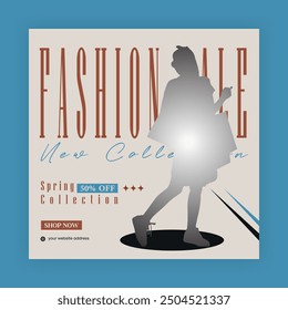 Fashion Sale Social Media Post Template. Fully Editable Instagram and Facebook Square Post Frame Puzzle Organic Sale Poster. Urban fashion social media post template.