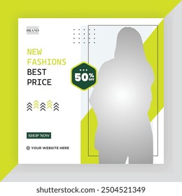 Fashion Sale Social Media Post Template. Fully Editable Instagram and Facebook Square Post Frame Puzzle Organic Sale Poster. Urban fashion social media post template.