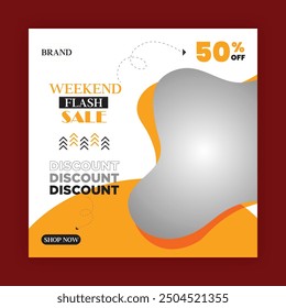 Fashion Sale Social Media Post Template. Fully Editable Instagram and Facebook Square Post Frame Puzzle Organic Sale Poster. Urban fashion social media post template.