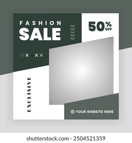 Fashion Sale Social Media Post Template. Fully Editable Instagram and Facebook Square Post Frame Puzzle Organic Sale Poster. Urban fashion social media post template.