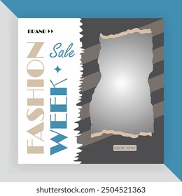 Fashion Sale Social Media Post Template. Fully Editable Instagram and Facebook Square Post Frame Puzzle Organic Sale Poster. Urban fashion social media post template.