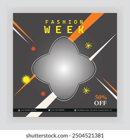 Fashion Sale Social Media Post Template. Fully Editable Instagram and Facebook Square Post Frame Puzzle Organic Sale Poster. Urban fashion social media post template.