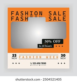 Fashion Sale Social Media Post Template. Fully Editable Instagram and Facebook Square Post Frame Puzzle Organic Sale Poster. Urban fashion social media post template.