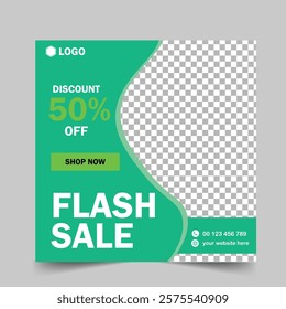 Fashion sale social media post or web banner template design with abstract luxury background, logo and icon. Summer or winter modern style woman dress business online marketing poster