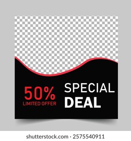 Fashion sale social media post or web banner template design with abstract luxury background, logo and icon. Summer or winter modern style woman dress business online marketing poster