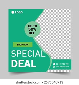 Fashion sale social media post or web banner template design with abstract luxury background, logo and icon. Summer or winter modern style woman dress business online marketing poster