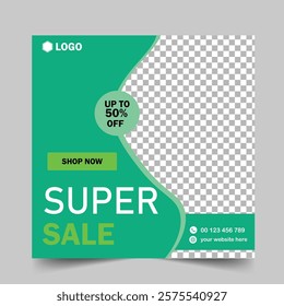 Fashion sale social media post or web banner template design with abstract luxury background, logo and icon. Summer or winter modern style woman dress business online marketing poster