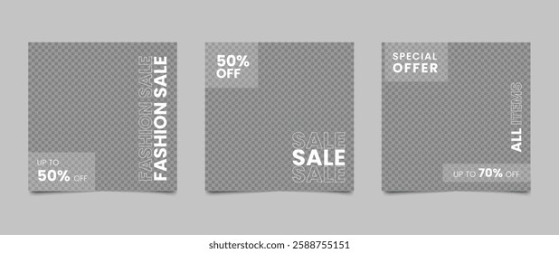 Fashion sale social media post banner template. Digital business marketing layout design. Vector illustration