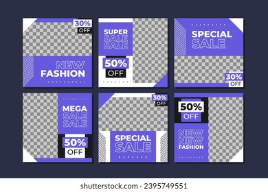 Fashion sale social media posts template design