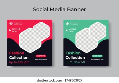 fashion sale social media promotion post squre web banner add layout template