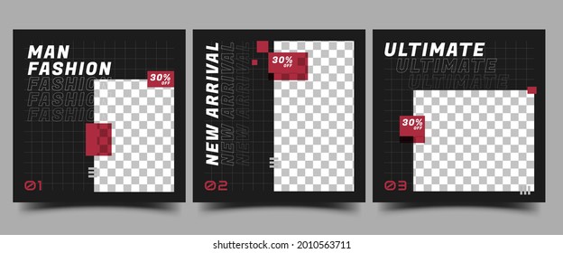 Fashion sale social media template collection. Modern minimalist banner with place for the photo. Usable for social media, banner, and website.