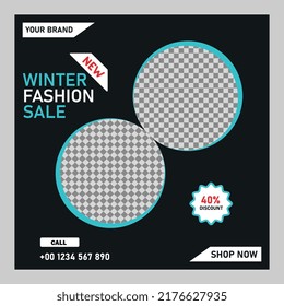 Fashion sale social media template. Winter Fashion discount offer sale 