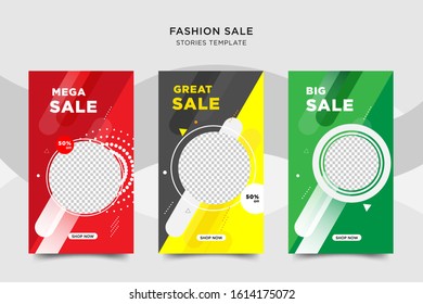 Fashion sale stories banner template. Promotional banner for social media post, vector eps 10