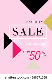 Fashion Sale stylish banner. Sale background. Big sale. Sale tag. Sale poster. Sale vector. Super Sale and special offer. Up to 50% off. Vector illustration.