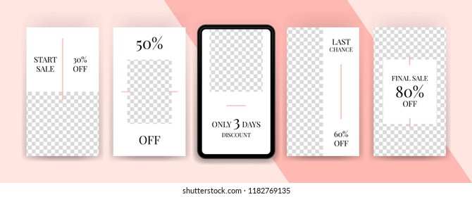 Fashion sale topics. Editable Instagram stories template. Streaming.