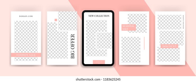 Fashion sale topics. Editable Instagram stories template. Streaming.