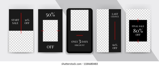 Fashion sale topics. Editable instagram stories template. Streaming.