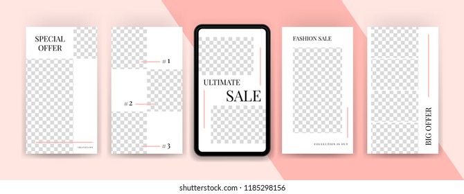 Fashion sale topics. Editable instagram stories template. Streaming.