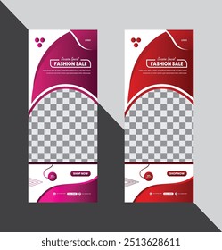 FASHION  SALE  VECTOR  ROLL  UP  BANNER  DESIGN  TEMPLATE.