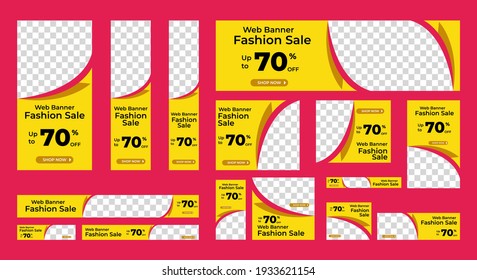 Fashion sale web banner design template Set. Horizontal, vertical web banner. Modern abstract cover header background for website design, Social Media Cover ads banner, flyer, invitation card