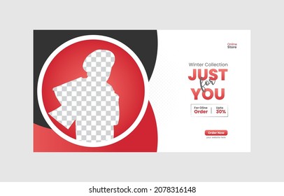 Fashion Sale web Banner, Sale social media post, Winter sale promotional web banner