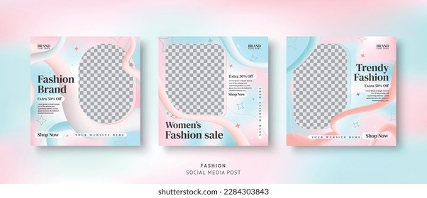 Fashion sales social media Instagram post collection Set of 3 Editable Template