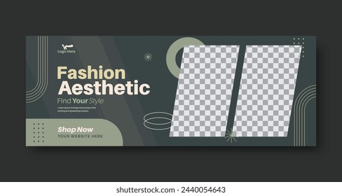 Fashion sales social media retro banner design or fashion facebook cover banner template