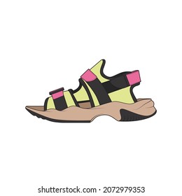 Fashion sandal vector illustration on white background . Summer shoe of sandal cartoon. Isolated cartoon summer footwear.