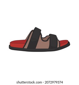 Ilustración del vector sandal de moda sobre fondo blanco . Zapato veraniego de caricatura de sandalias. Calzado de verano de dibujos animados aislados.