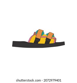 Fashion sandal vector illustration on white background . Summer shoe of sandal cartoon. Isolated cartoon summer footwear.