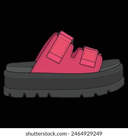 Fashion sandal vector illustration on white background . Summer shoe of sandal cartoon. Isolated cartoon summer footwear.
