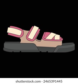 Fashion sandal vector illustration on white background . Summer shoe of sandal cartoon. Isolated cartoon summer footwear.
