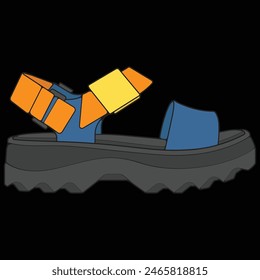 Fashion sandal vector illustration on white background . Summer shoe of sandal cartoon. Isolated cartoon summer footwear.
