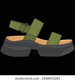 Fashion sandal vector illustration on white background . Summer shoe of sandal cartoon. Isolated cartoon summer footwear.
